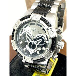Invicta Men's Watch 29569 Bolt Quartz Chronograph Silver Black Stainless Steel